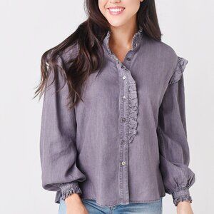 Rebecca Minkoff | Willamina Button-Up Blouse | Washed Grey